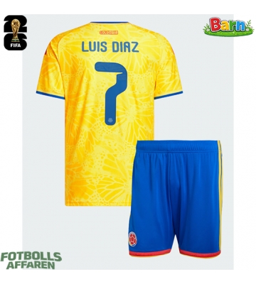 Colombia Luis Diaz #7 Hemmaställ Barn VM 2026 Kortärmad (+ Korta byxor)